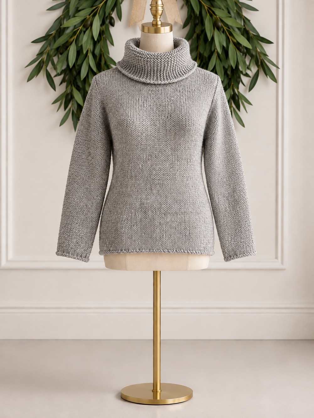 J Jill Silver Gray Metallic Mohair Wool Blend Cowl Neck Sweater Shimmer Medium